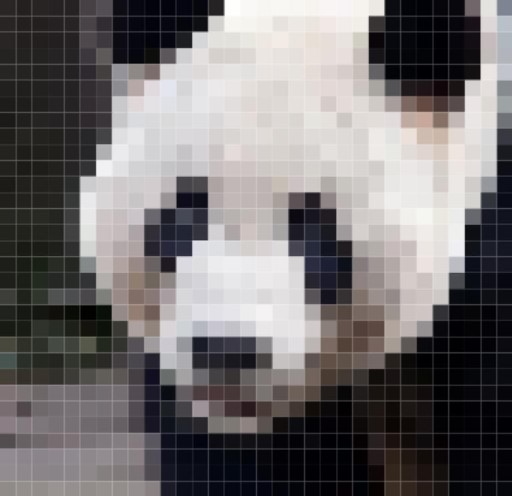 En la fotografía mostramos un oso panda muy pixelado en alusión a una reducción de la resolución de las fotografías