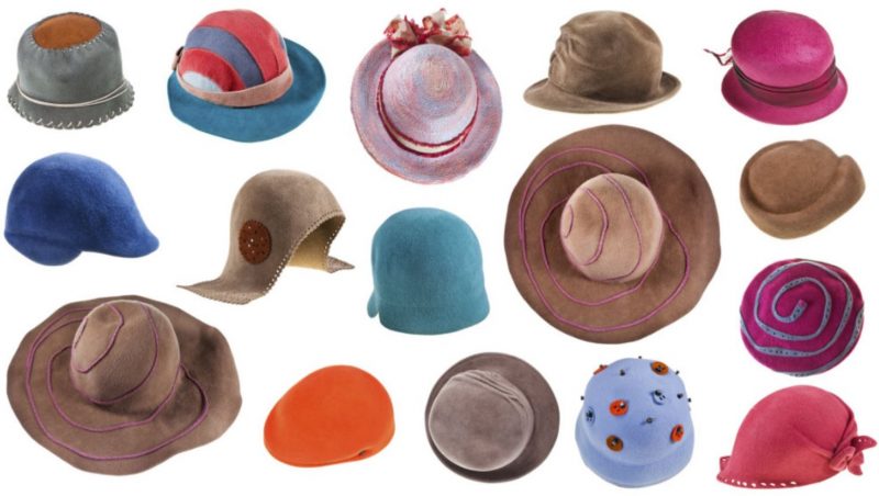 Imagen con varios sombreros diferentes de mujer 
