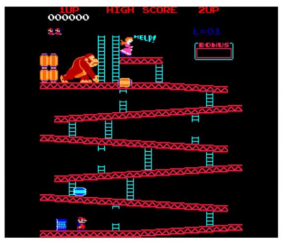 Una captura de uno de los videojuegos clásicos por excelencia el Donkey Kong original