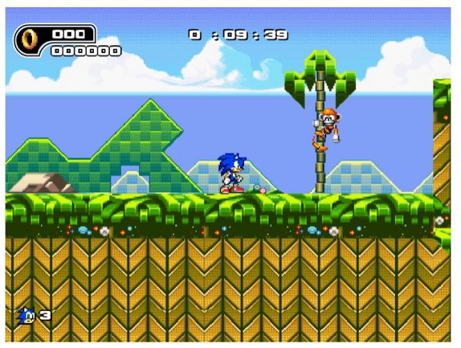 Una captura de pantalla del juego clásico Sonic The Hedegehog