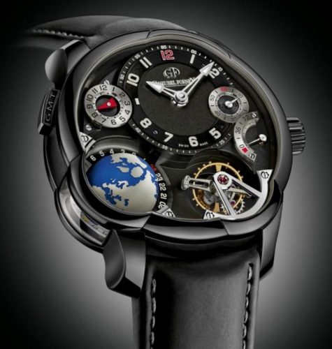 Imagen en primer plano de un reloj sofisticado de color negro de pulsera