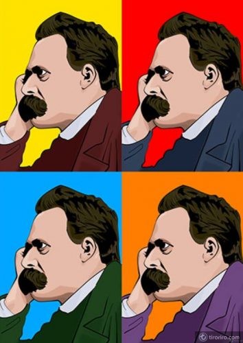 Imagen con cuatro retratos de perfil del filósofo alemán Nietzsche