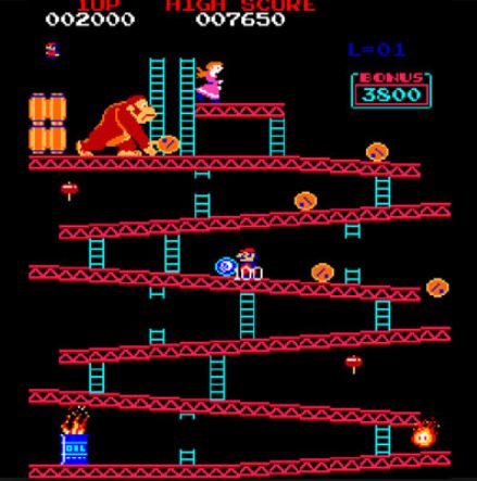La primera fase del videojuego Donkey Kong