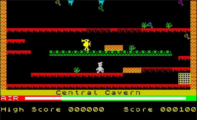 Captura de la primera pantalla del Manic Miner de ZX Spectrum
