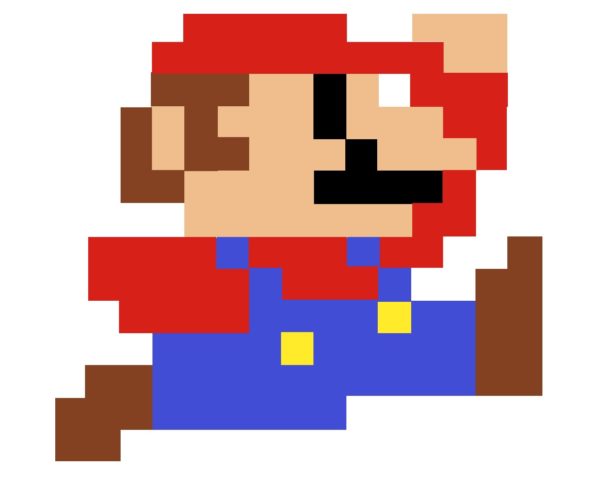 Un Mario Bros pixelizado saltando