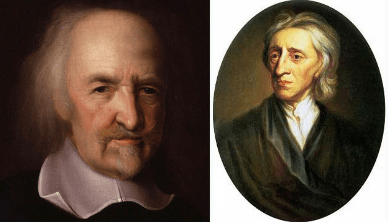 Foto de los filósofos Thomas Hobbes y John Locke