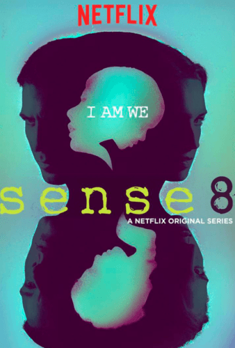 Carátula de la serie Sense 8 donde aparece entre siluetas los ocho perfiles de sus protagonistas