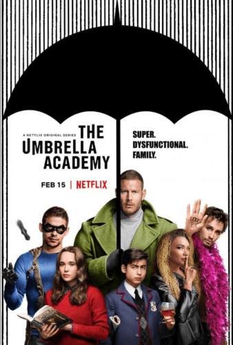 Carátula de la serie The Umbrella Academy con sus protagonistas