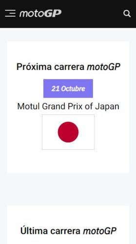 Captura de pantalla de la web de MotoGP