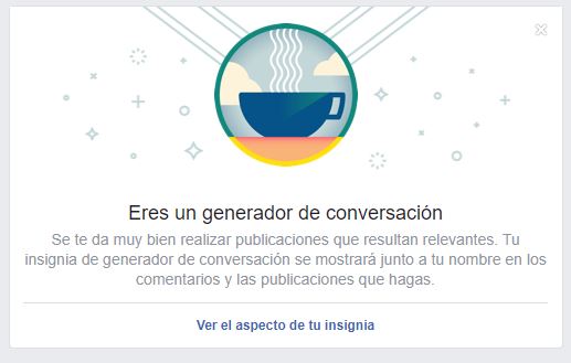 Una captura del emblema de Generador de conversación en Facebook