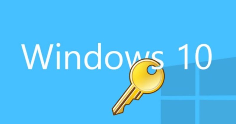 En la foto vemos la palabra Windows 10 y una llave dorada colgando del rabillo de la última letra 